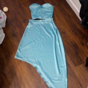 ChicSew Satin Teal two piece set